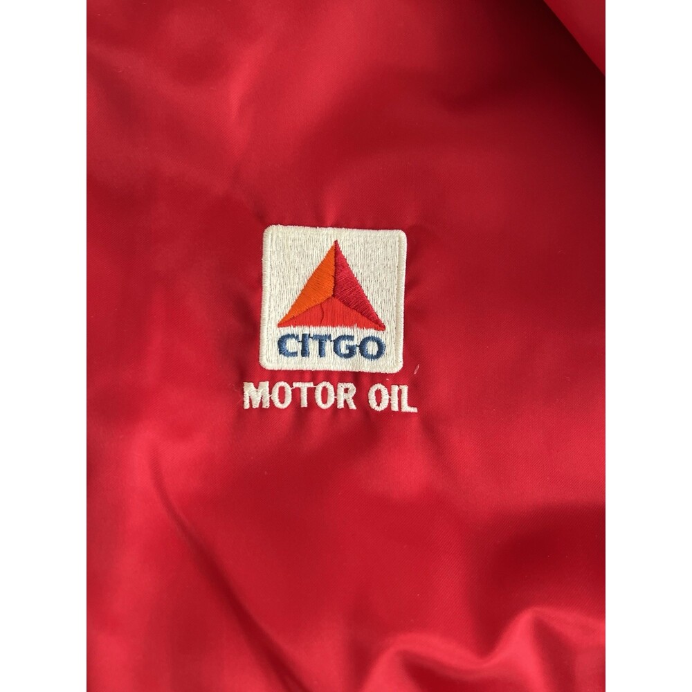 K-Brand Men's Vintage Red Satin Bomber Jacket Citgo Motor Oil Large - Picture 3 of 11